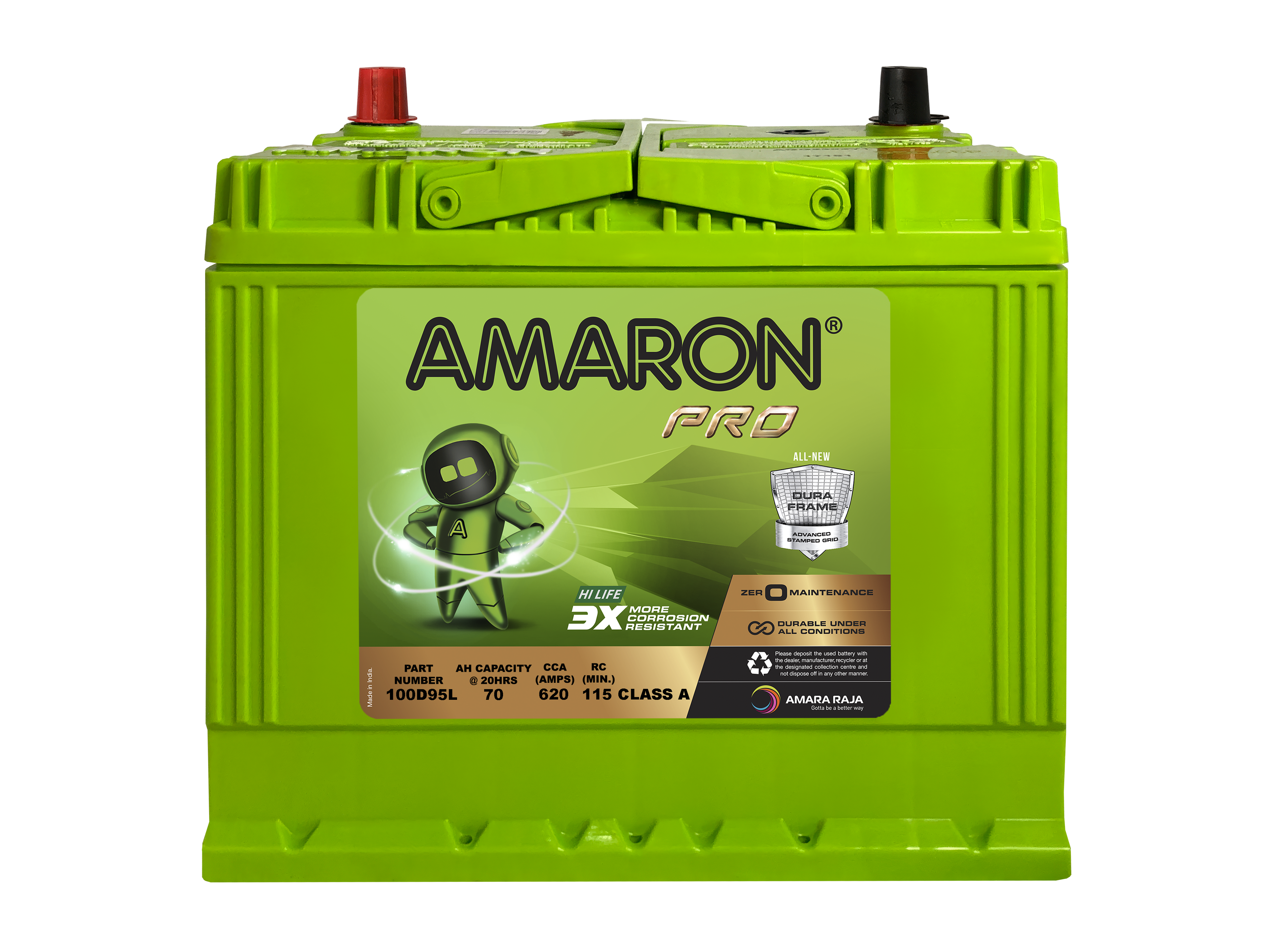 Amaron Pro Series 100D26LBH (NS70LZ 4WD Battery) - High CCA, 42-Month Warranty