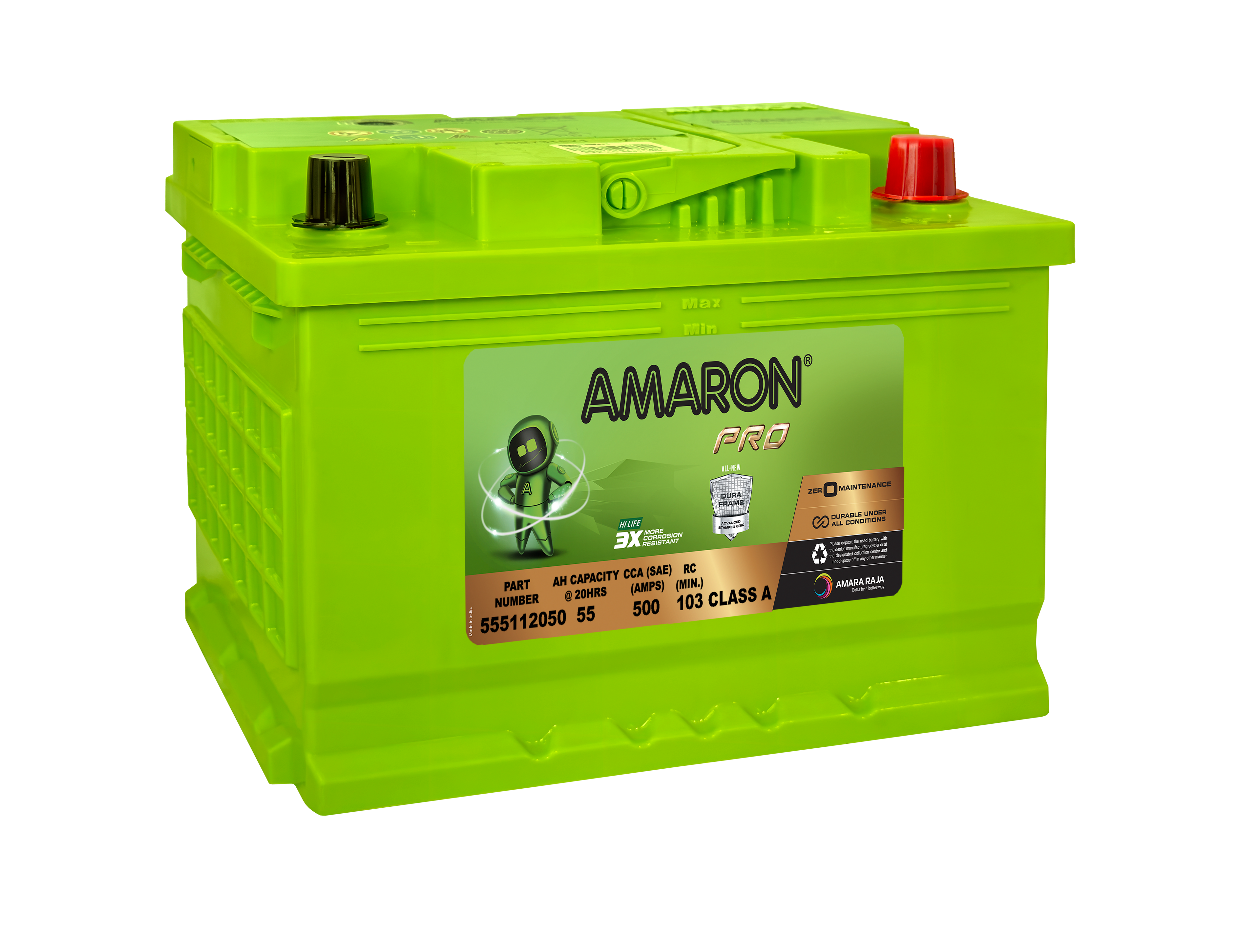 Amaron Pro Series MF Automotive Battery DIN55H Start Stop
