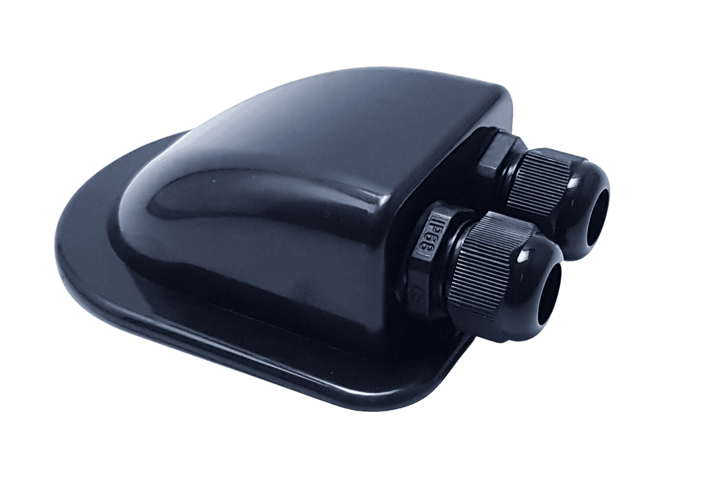 Exotronic Dual Gland Black ABS Cable Entry Cover for Marine RV