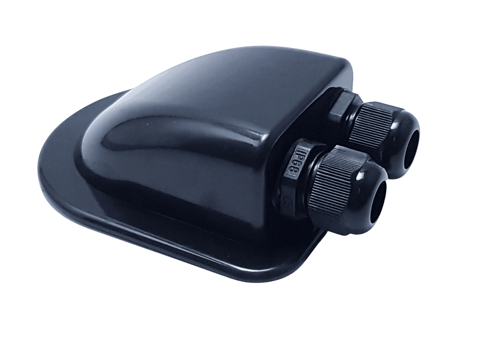 Exotronic Dual Gland Black ABS Cable Entry Cover for Marine RV