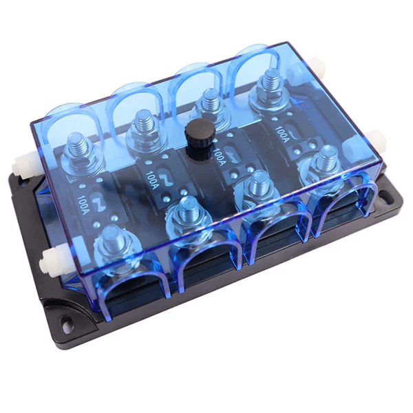 Mega fuse holder with translucent cover and M8 terminals
