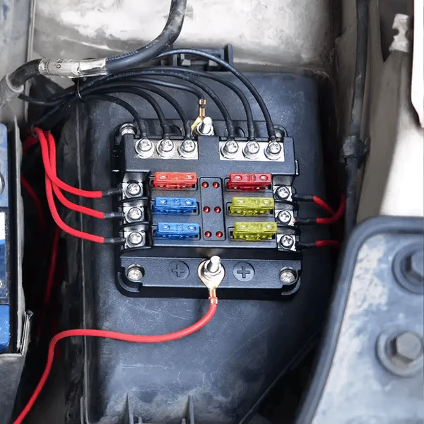6 Blade Fuse Holder w/ Negative Bus Bar & Cover