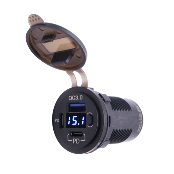 Voltmeter, Dual USB-C & USB QC3.0 Socket