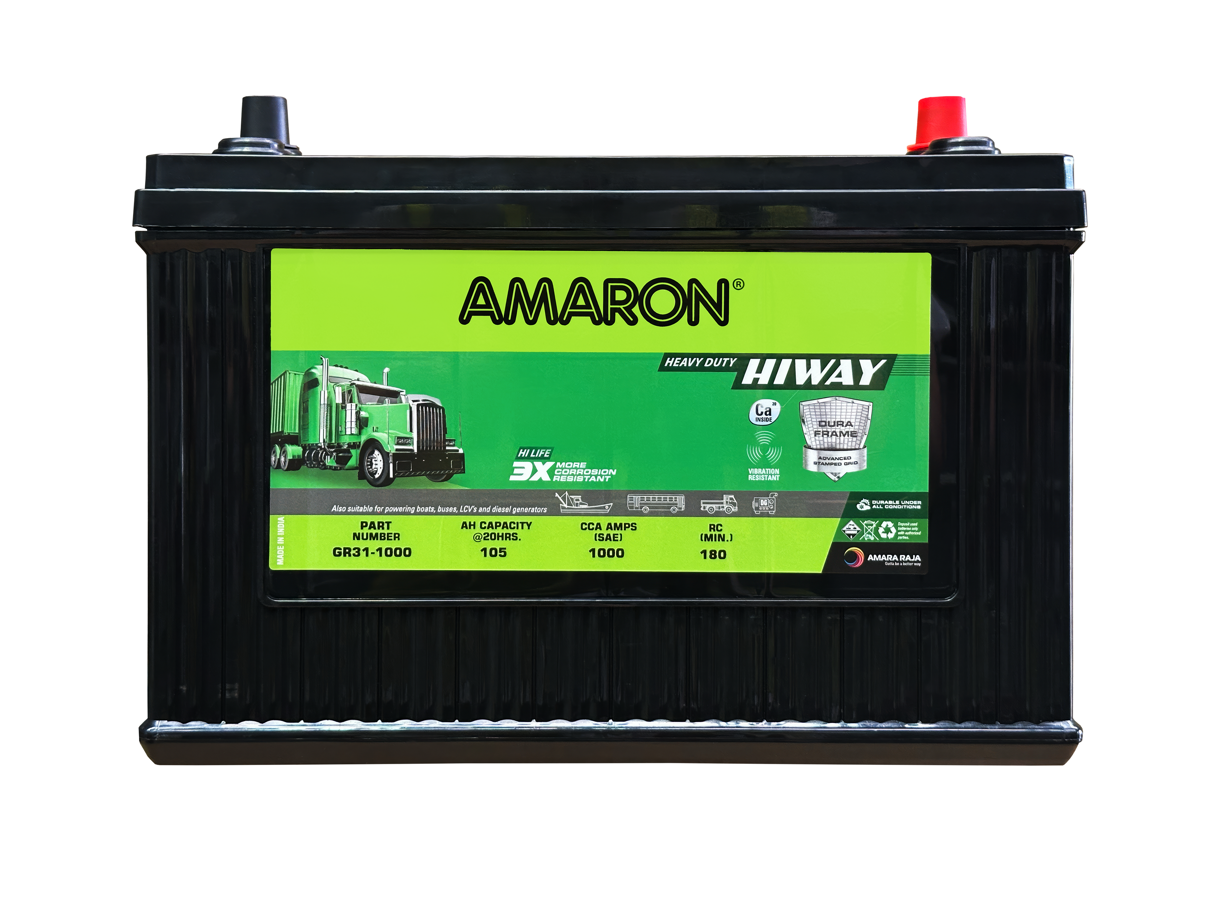 Amaron Heavy Duty Truck Battery GR31-1000 CCA 105Ah (DEL-31A)