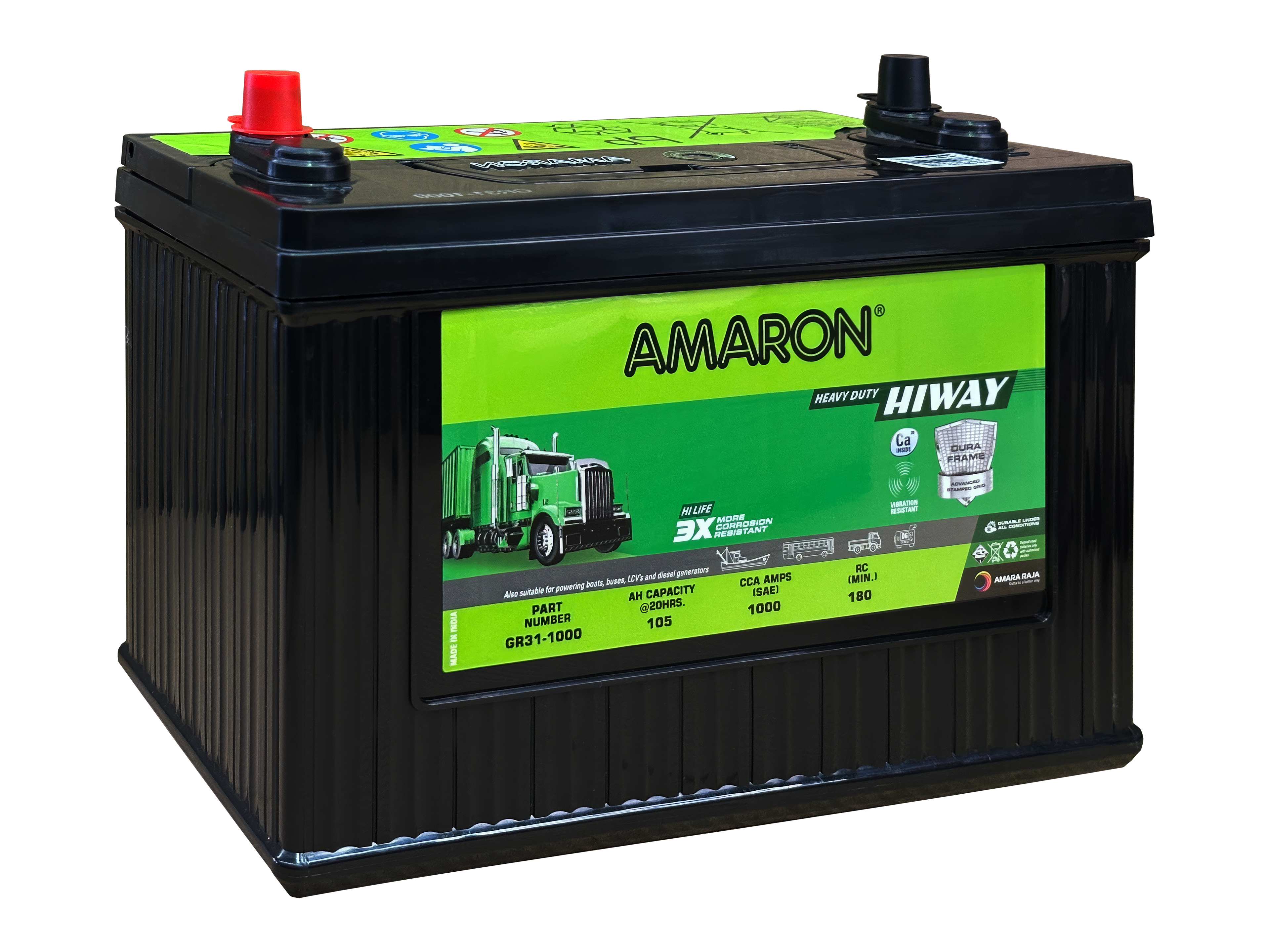 Amaron Heavy Duty Truck Battery GR31-1000 CCA 105Ah (DEL-31A)