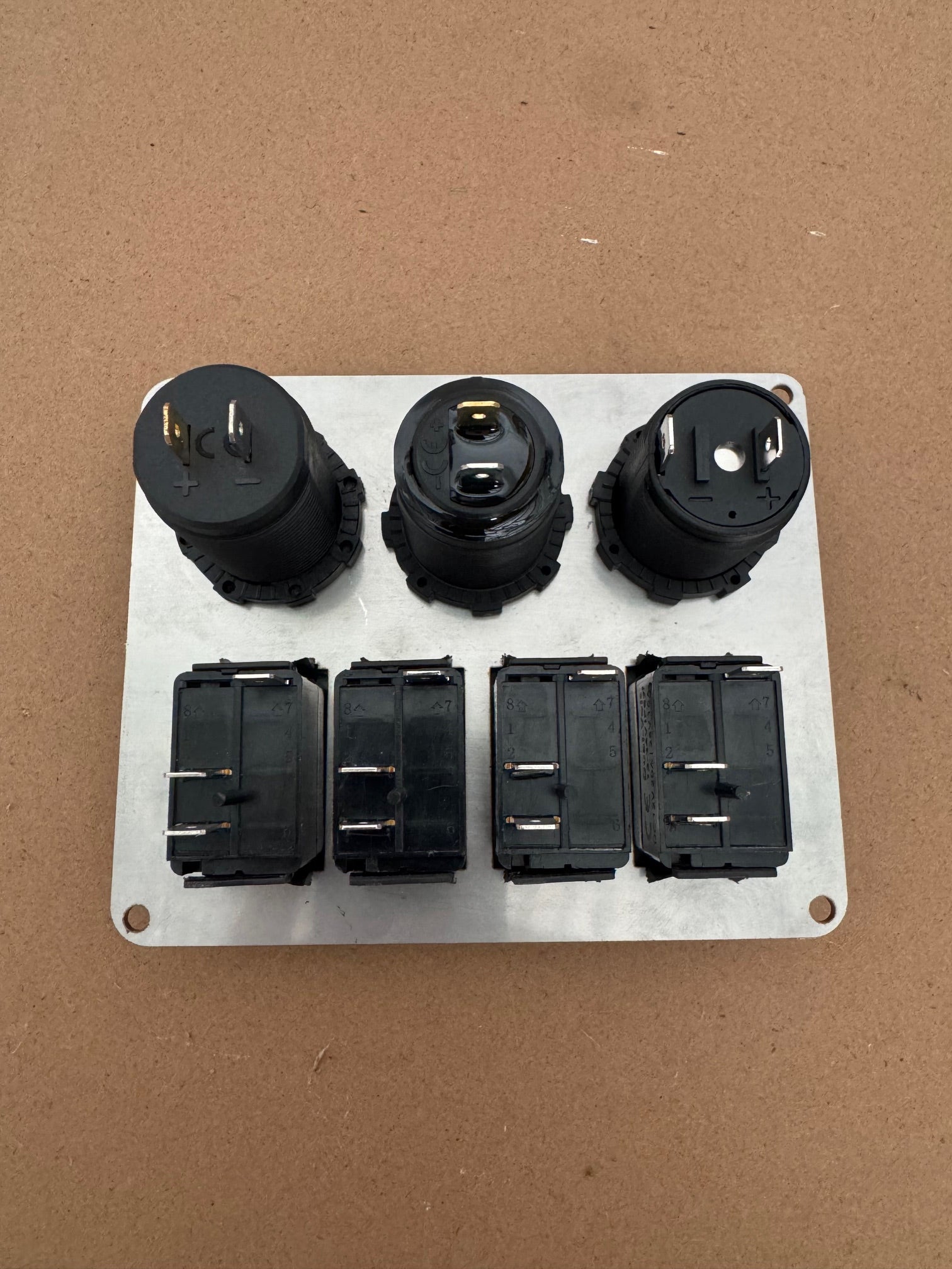 Visarca Rocker Switch & Socket Panel - 2mm Stainless steel - 4 gang Rocker + 3 Socket - AUS MADE
