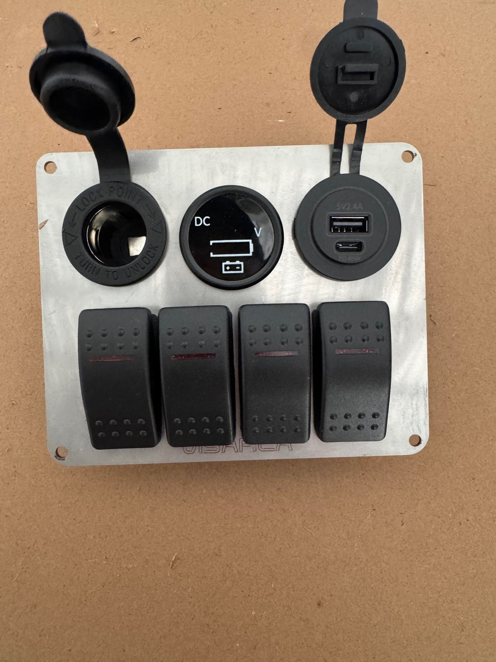 Visarca Rocker Switch & Socket Panel - 2mm Stainless steel - 4 gang Rocker + 3 Socket - AUS MADE