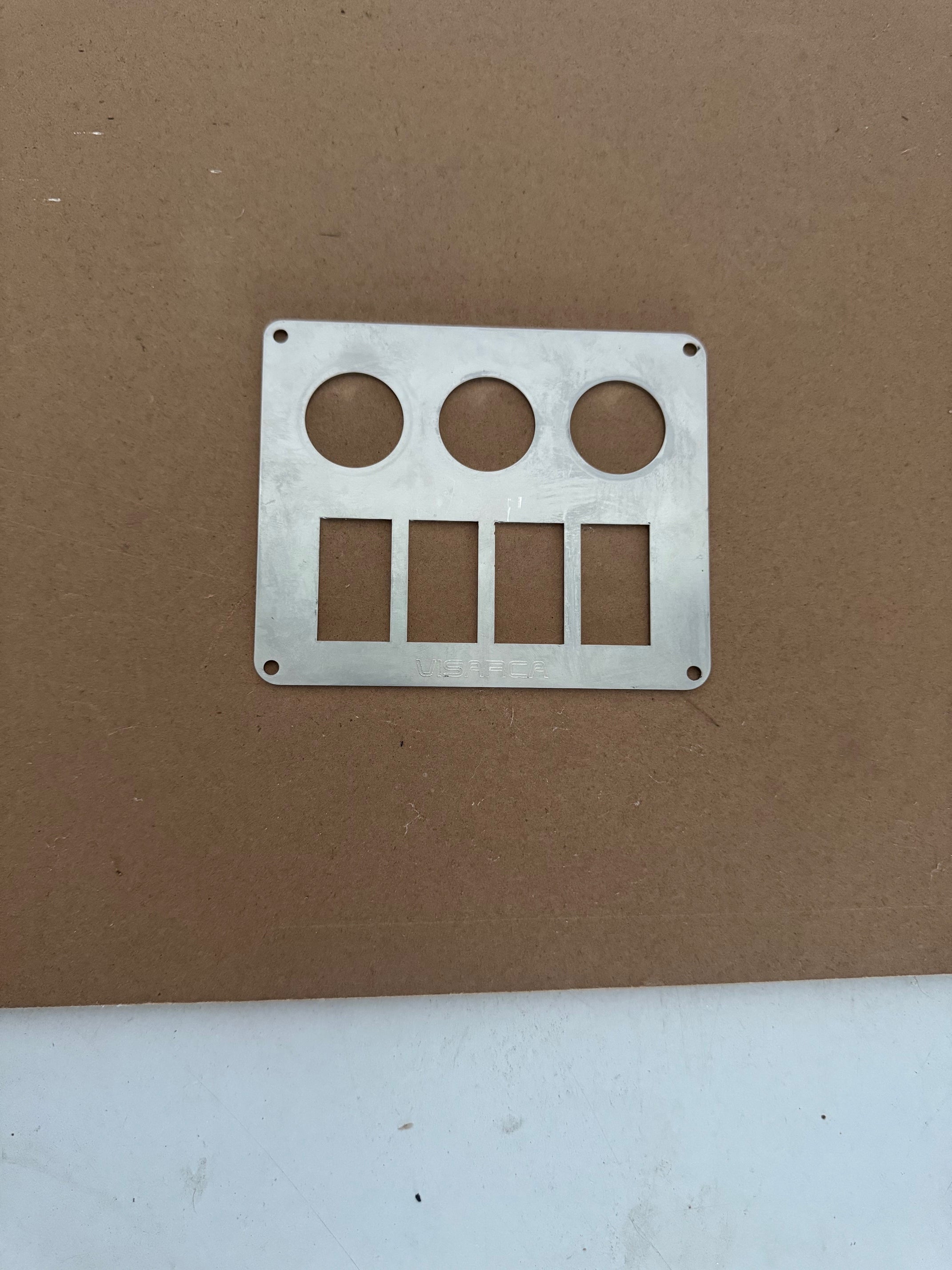 Visarca Rocker Switch & Socket Panel - 2mm Stainless steel - 4 gang Rocker + 3 Socket - AUS MADE