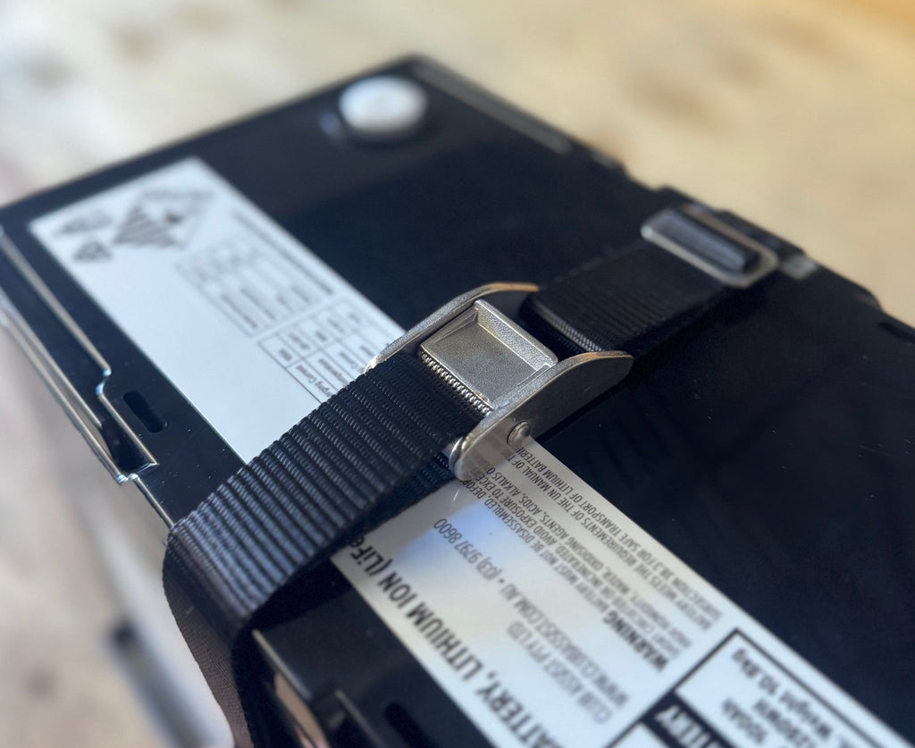 Visarca Battery Holder Camlock Stainless & Webbing