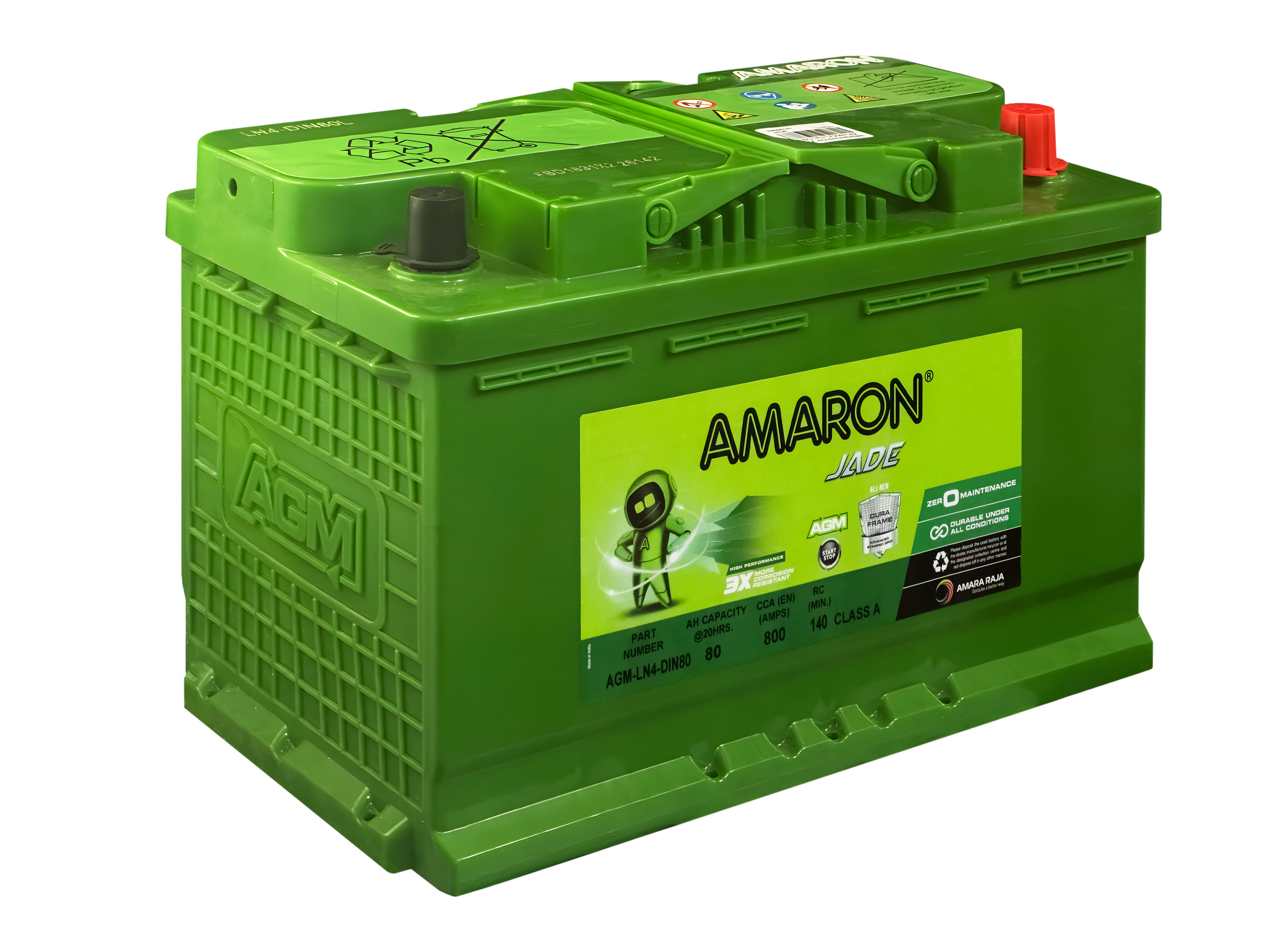 Amaron Jade AGM Start-Stop Car Battery LN4 DIN80 (DIN75LH)