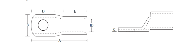 Copper Lugs 70mm2 8-12mm Straight