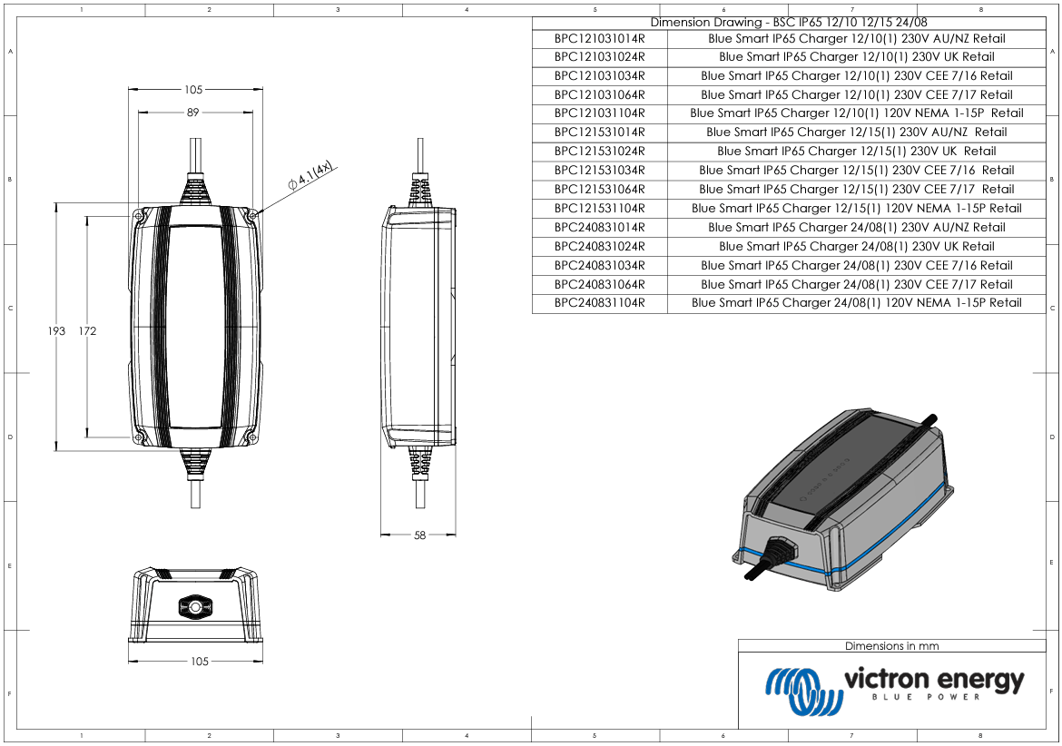 Victron Blue Smart IP65 12V 10A Battery Charger: All-Weather Multi-Stage Power