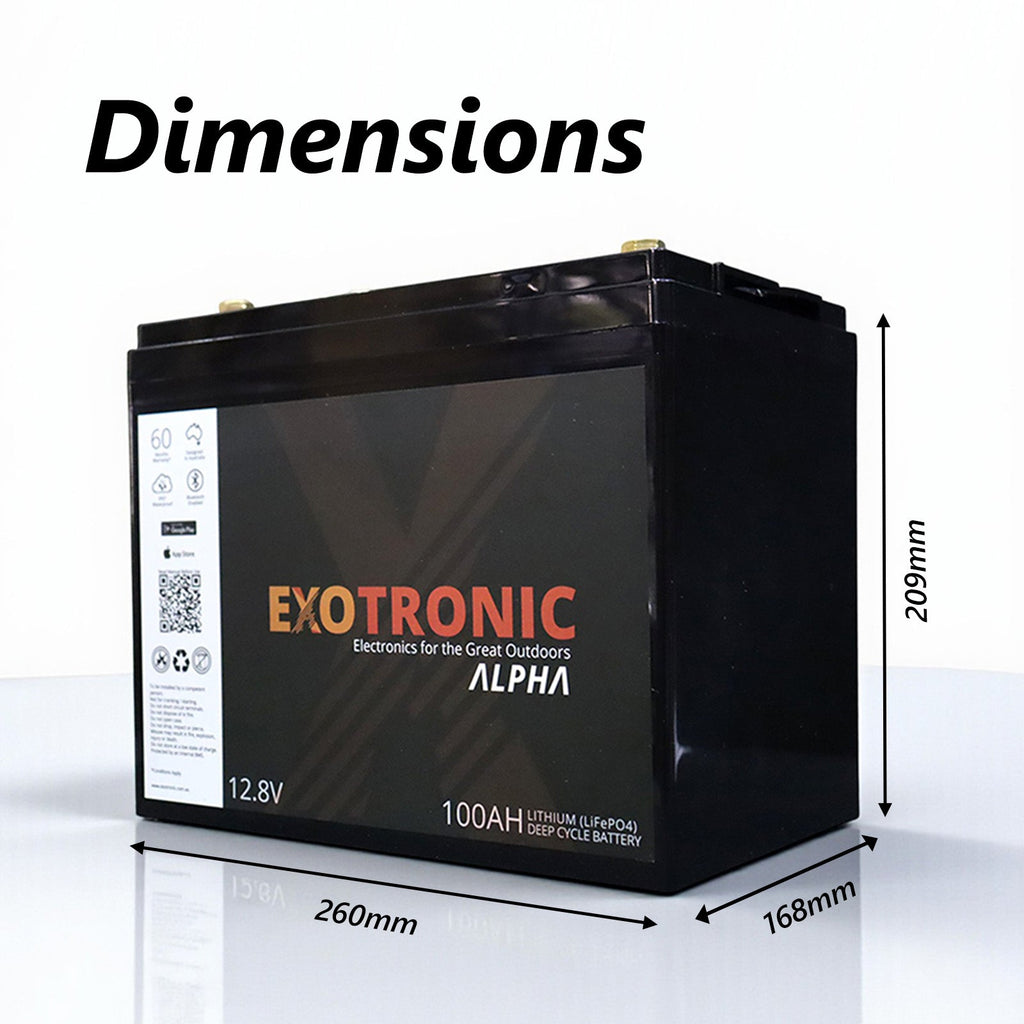 Exotronic 12V 100Ah Alpha IP67 Smart Bluetooth Lithium Battery